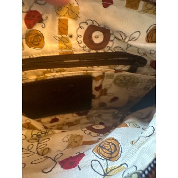 Brighton Woven Straw Shoulder Bag Leather Trim Purse Zip Top - Picture 5 of 6